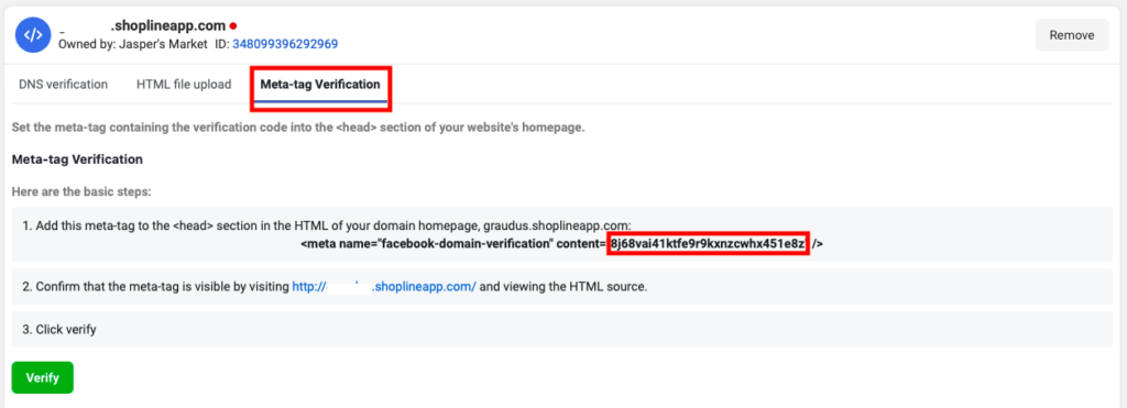 Verifying your domain